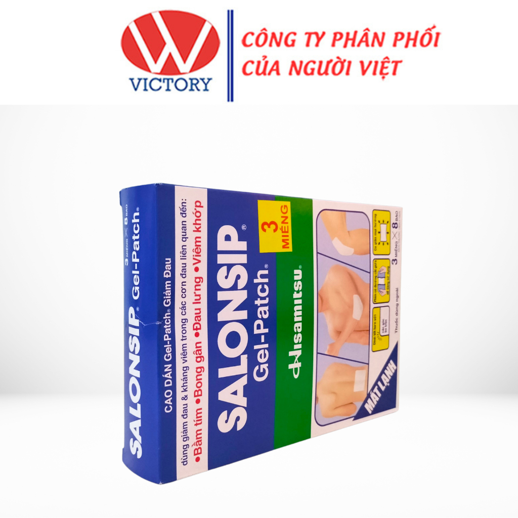 Salonsip Gel-Patch - Hỗ trợ giảm đau cơ, đau khớp, bầm tím, bong gân, căng cơ - 8 Túi x 3 Miếng dán - VIC Ph