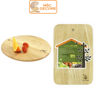 Thớt gỗ chữ nhật/hình tròn đức thành có lỗ treo chất liệu gỗ cao su màu gỗ tự nhiên an toàn láng mịn- thớt gỗ đức thành