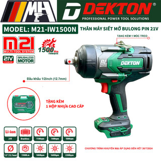 Máy mở bulong dùng pin dekton m21-iw1500n - brushless - 1500nm - chân pin phổ thông - tặng kèm pin