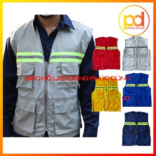  Áo gile kĩ sư công trình nam áo gile bảo hộ phản quang khoác ngoài  4 túi hộp tiện lợi thoáng mát thời trang 