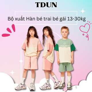 Đồ bộ bé trai TDUN cộc tay chất liệu cotton mềm mịn co giãn in hình chữ nhiều màu size 13-30kg