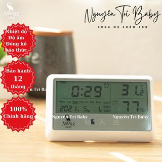 Nhiệt ẩm kế đa năng Moaz bebe MB027 có nhiệt độ, độ ẩm, ngày giờ, thời tiết, hẹn giờ