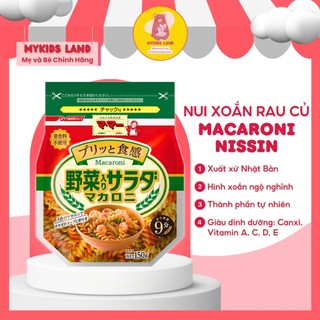 Nui xoắn rau củ macaroni nissin nhật bản bịch 150g cho bé từ 9m+