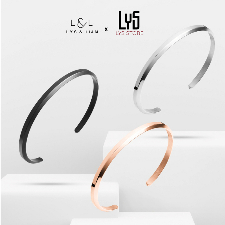 Vòng tay nam nữ Lys Classic Cuff - Vòng tay đôi khắc tên theo yêu , Gift Box Hộp quà tặng nơ đỏ