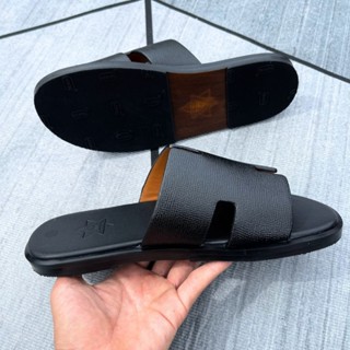 Dép HM nam cao cấp - Dép nam da bò đế phip đã dán đế Vibram