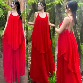 Đầm maxi yếm 2 tầng