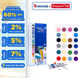 Bộ bút màu runhome acrylic marker 60 màu cao cấp màu sắc tươi sáng