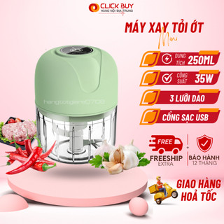 Máy Xay Mini Tỏi Ớt Cầm Tay 250ml Sử Dụng Cổng Sạc USB Siêu Tiện Lợi Mẫu Mới 2021