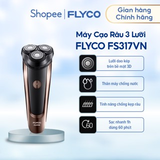 Máy Cạo Râu Flyco 3 Lưỡi Kép Thân Máy Kháng Nước Sạc Nhanh 1 Giờ FS317VN Hàng Chính Hãng