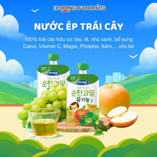Nước ép trái cây ILDONG Hàn Quốc cho bé gói 100ml, Nước ép táo lê nho bổ sung Canxi, Vitamin, Sắt,... cho bé