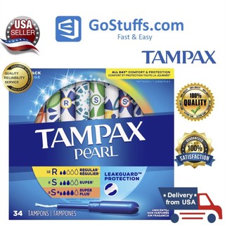 [Hàng Mỹ] Băng vệ sinh dạng ống Tampon siêu thấm Tampax Pearl Regualar, Super, Super Plus 34 miếng