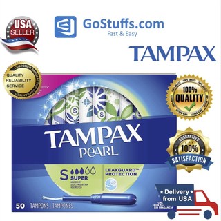 [Hàng Mỹ] Băng vệ sinh dạng ống Tampons siêu thấm không mùi Tampax Pearl Super Hộp 50 miếng
