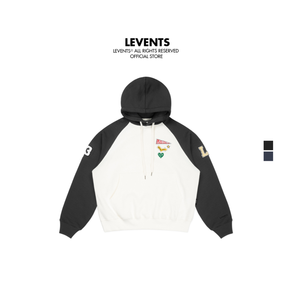 Áo Hoodie Boxy 2.0 Levents Sticker Raglan Chất Nỉ Bông Unisex
