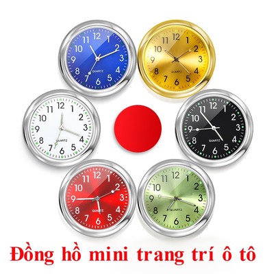 Đồng hồ mini trang trí ô tô MYT đồng hồ kỹ thuật số thạch anh dạ quang hợp kim gắn lổ thông khí ô tô đa dạng màu sắc