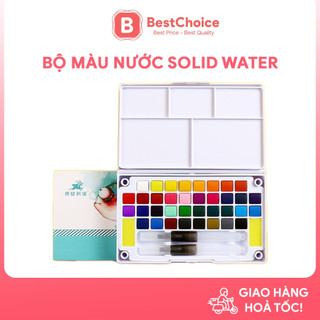 Màu Nước Dạng Nén Solid Water Color Cao Cấp 12/18/24/36 Màu Tặng Bút Nước, Miếng Mút Và Palette