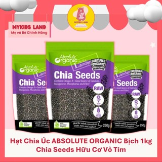[DATE T9.2026] Hạt Chia Úc ABSOLUTE ORGANIC Bịch 1kg Chia Seeds Hữu Cơ Vỏ Tím