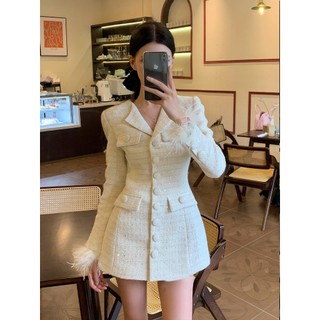 [ORDER 10-15DAYS] Váy Dạ Tweed Cổ Vest MOXIMOXI Phong Cách Cao Cấp Sang Trọng Phù Hợp Dự Tiệc  "Người Nổi Tiếng"