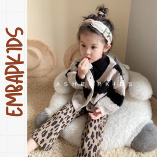 Áo Khoác Cardigan Dệt Kim Tay Dài Ống Loe In Họa Tiết Da Báo Màu Sắc Tương Phản Thời Trang Mùa Thu