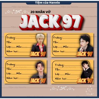 (20 Nhãn vở) in hình Jack 97, J97, Meo meo - size 7.4x4.2cm - Tiệm Của Hannio