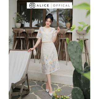 Set váy ren tiểu thư thêu hoa alice áo crotop phối chân váy a dáng dài thanh lịch tiểu thư s615
