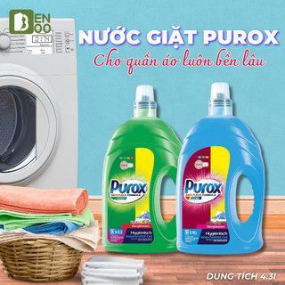 Nước giặt purox 143 lần giặt 4,3 lít, đánh bay vết bản cứng đầu, lưu hương dài lâu