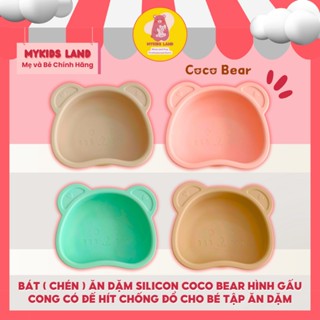 Bát ( Chén ) Ăn Dặm Silicon Coco Bear Hình Gấu Cong Có Đế Hít Chống Đổ Cho Bé Tập Ăn Dặm Phong Cách Hàn Quốc CocoBear