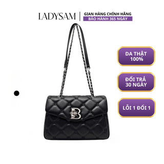 Túi xách nữ chain black đeo chéo đeo vai vân trám dập nổi da bò mềm mại túi size 26 ladysam lds2506