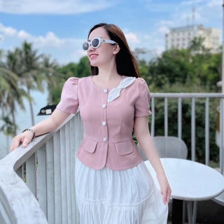 ÁO CÔNG SỞ KẾT NƠ TRÊN VAI XINH XẮN H823, FROM ÁO TÔN DÁNG ĐỦ SIZE S- 5XL