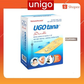 Hộp Băng dính cá nhân y tế UGOTANA miếng to 38x72mm Hộp 30 miêng Không thấm nước, băng vết thương đứt tay