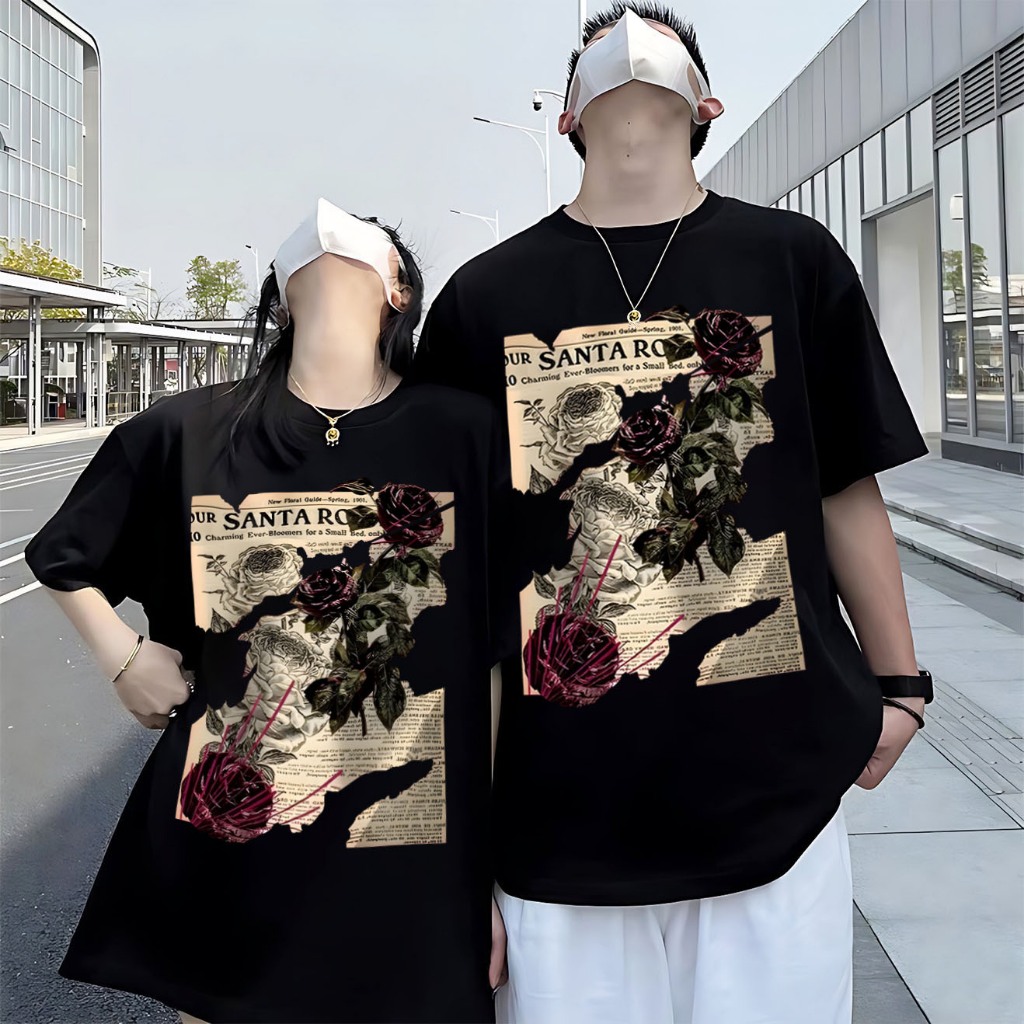 [DEAL 6.6] Áo Thun In Rose Paper A159, Form Rộng Cotton Thoáng Mát L.V.H Clothing