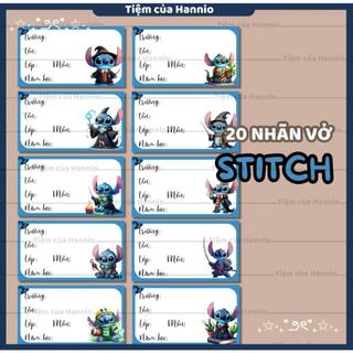 20 Nhãn vở in hình STITCH kích thước 7.4x4.2cm