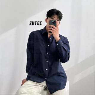 Áo Sơ Mi Cổ Bẻ Tay Dài  Oxford Nam Nữ Hàn Quốc ZUTEE Chất Liệu Form Rộng