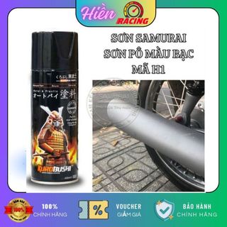 Sơn Xịt Samurai Sơn pô (bô) xe máy Sơn chịu nhiệt H1*** màu bạc nhám chống cháy chống rạn nứt vòi xịt chống chảy