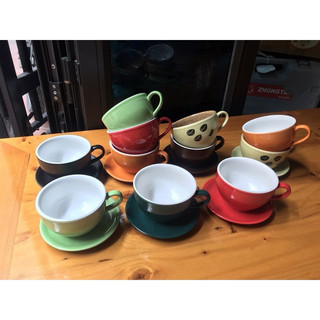 Combo 10 bộ cốc đĩa capuchino đủ màu
