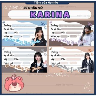 20 Nhãn vở in hình nhóm idol kpop aespa kích thước 7.4x4.2cm