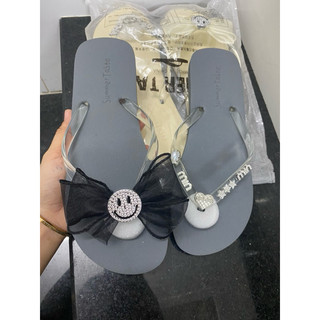 Dép Xỏ Ngón Mẫu Mặt Cười kèm nơ charm