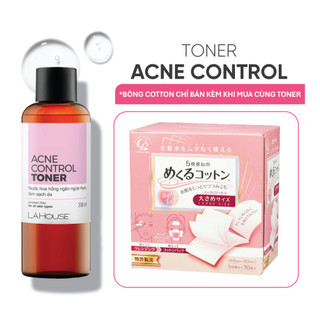 Bộ sản phẩm chăm sóc da LÁ HOUSE gồm Toner giúp ngăn ngừa mụn Acne Control,Bông tẩy trang