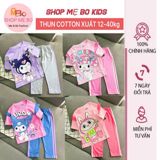 BỘ TAY NGẮN QUẦN DÀI CHO BÉ GÁI THUN COTTON, BOZIP xuất dư in hoạt hình đẹp