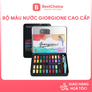 Bộ Màu Nước Dạng Nén Giorgione 36/48 Màu Cao Cấp, Màu Nước Nén Tặng Cọ Nước, Cọ Lông, Miếng Mút