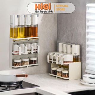 Bộ 11 Hũ Bình Đựng Gia Vị Thủy Tinh Kèm Kèm Kệ Treo Tường Để Bàn Nhà Bếp Chất Liệu Kim Loại Sơn Tĩnh Điện