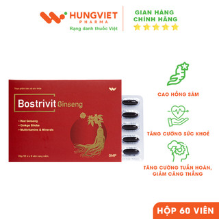 Viên uống Bostrivit Ginseng - Tăng cường thể lực, tăng trí nhớ, bồi bổ cơ thể HungViet Pharma hộp 60 viên