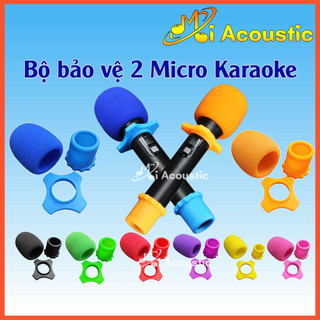 Combo 2 bộ mút bọc đầu micro, vòng chống lăn, đuôi chụp bảo vệ mic karaoke - hàng loại 1