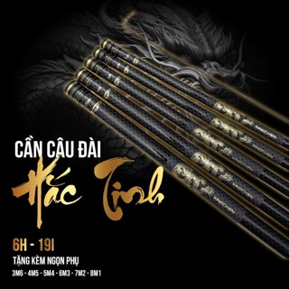 Cần câu tay Hắc Tinh độ cứng 6H chuyên câu đơn câu đài chất liệu carbon cao cấp tặng kèm ngọn phụ Việt Bắc