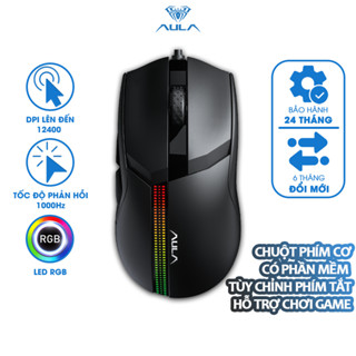 Chuột Gaming Có Dây AULA F813 PRO Phím Cơ Chơi Game Tốc Độ Phản Hồi 1000Hz DPI 12400 Chính Hãng