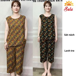 Bộ sát nách trung niên SULA, bộ lanh lửng sát nách mặc nhà mềm mát