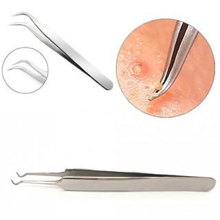 Nhíp lấy nhân mụn đầu nhọn, nhíp gắp mụn thép không gỉ giúp lấy cồi mụn dễ dàng dài 8.7cm