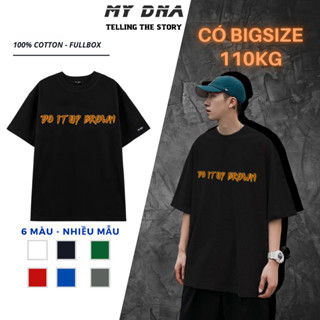 Áo phông màu đen tay lỡ form rộng local brand có bigsize 100kg cặp đôi cổ tròn trắng, đen MY DNA by May Minh Thành Brown