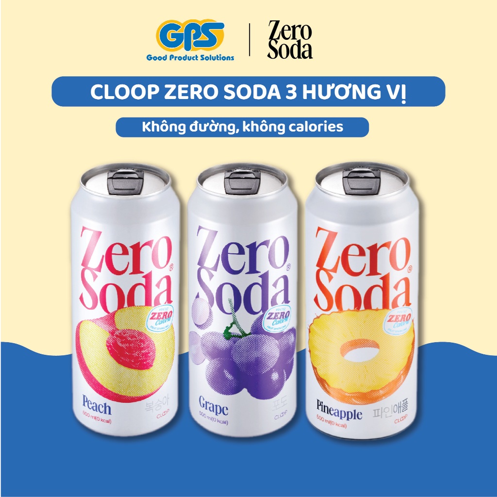 [CLOOP] NƯỚC SODA ZERO 500ML - KHÔNG ĐƯỜNG KHÔNG CALORIES (3 VỊ)
