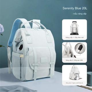 Balo bỉm sữa cao cấp KidsWorld Monesa Cafefreefox đa năng túi giữ nhiệt 13 ngăn đựng đồ cho mẹ và bé đi ra ngoài