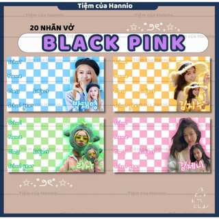 20 Nhãn vở in hình B.L.A.C.K.P.I.N.K kích thước 7.4x4.2cm